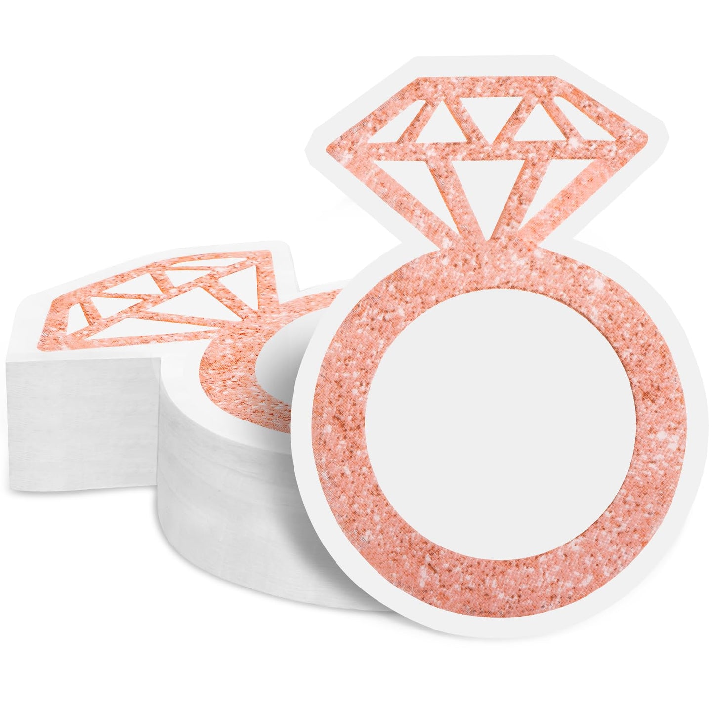AYINOBY 50 Pcs Glitter Rose Gold Diamond Ring Paper Napkins Pink Wedding