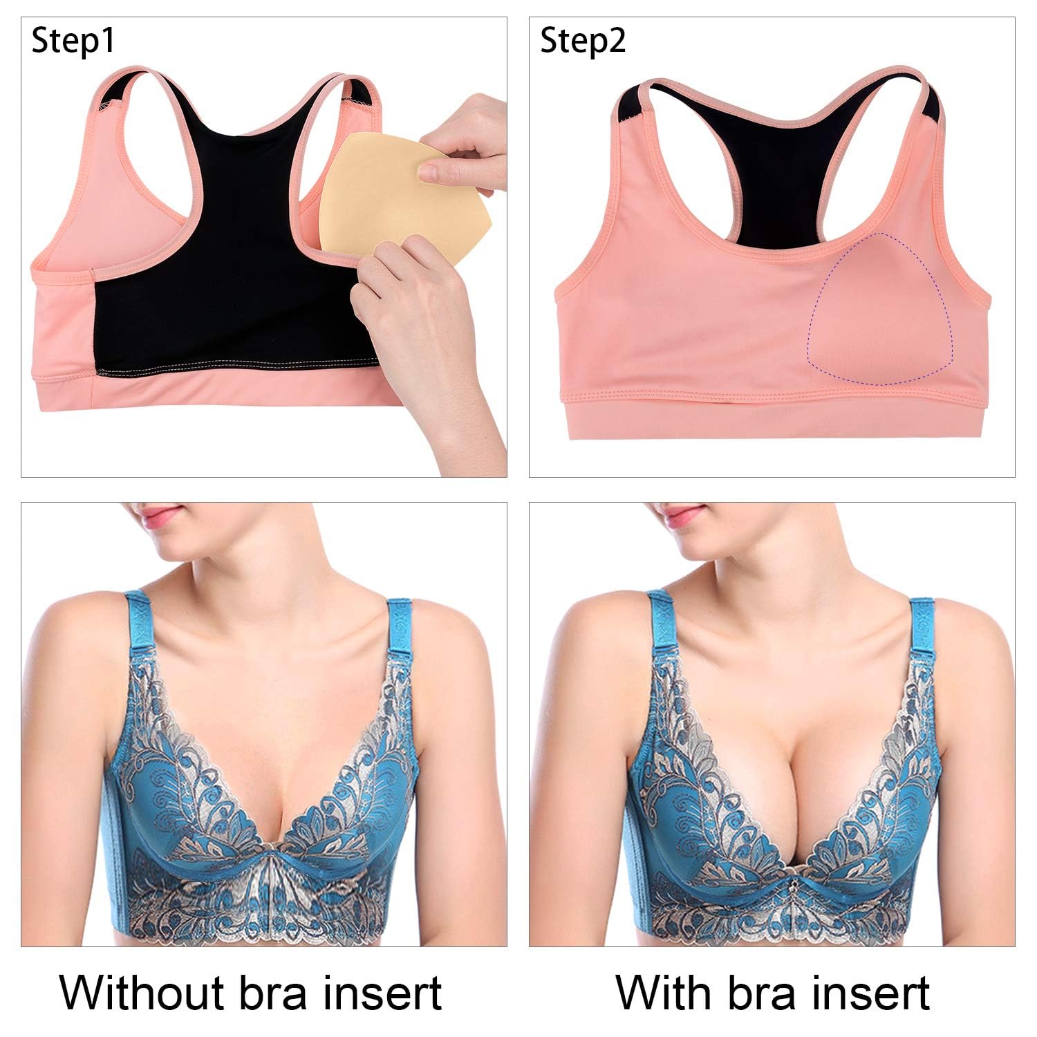 Awpeye Bra Pads Inserts 6 Pairs Triangle Removable Enhancers Beige