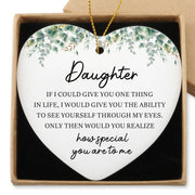 Hialektur Daughter Gifts from Mom Dad Hanging Ornament Ceramic Heart Keepsake