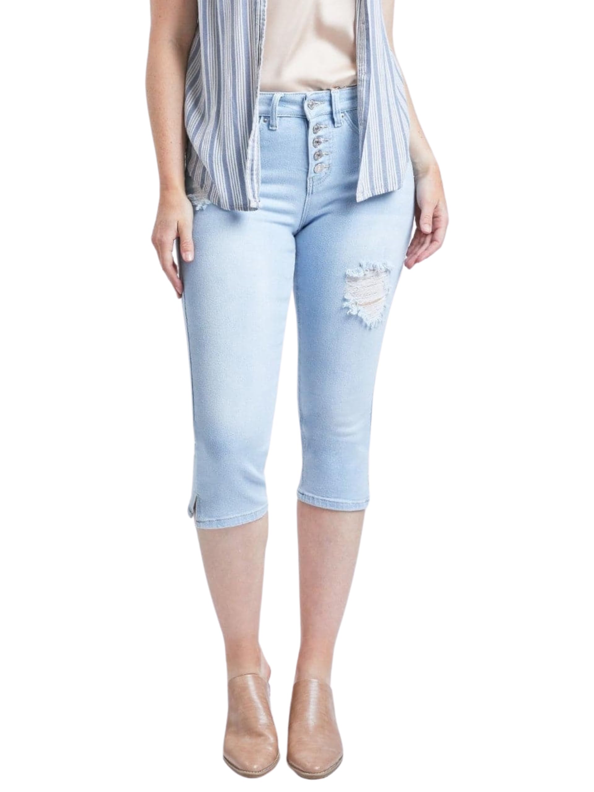 Royalty for Me Women's Vintage High Rise Capri Jeans Celeste Blue Size 14