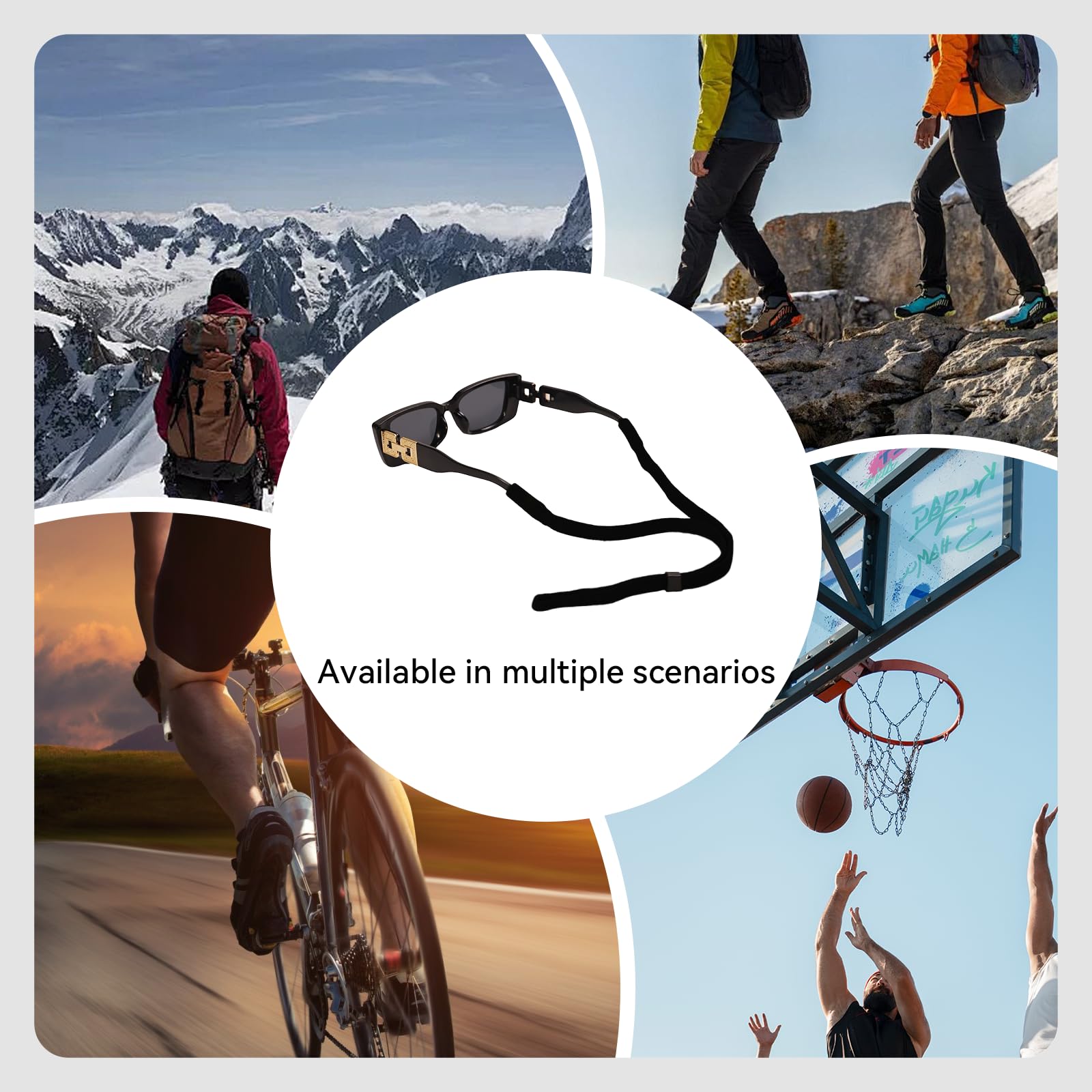 Zoaiirte 6 Pack Adjustable Anti Slip Glasses Strap Sports Sunglasses Retainer