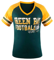 Simapak Womens Football Fans Athletic City Raglan T-Shirts - Green & Yellow (Size:2XL)