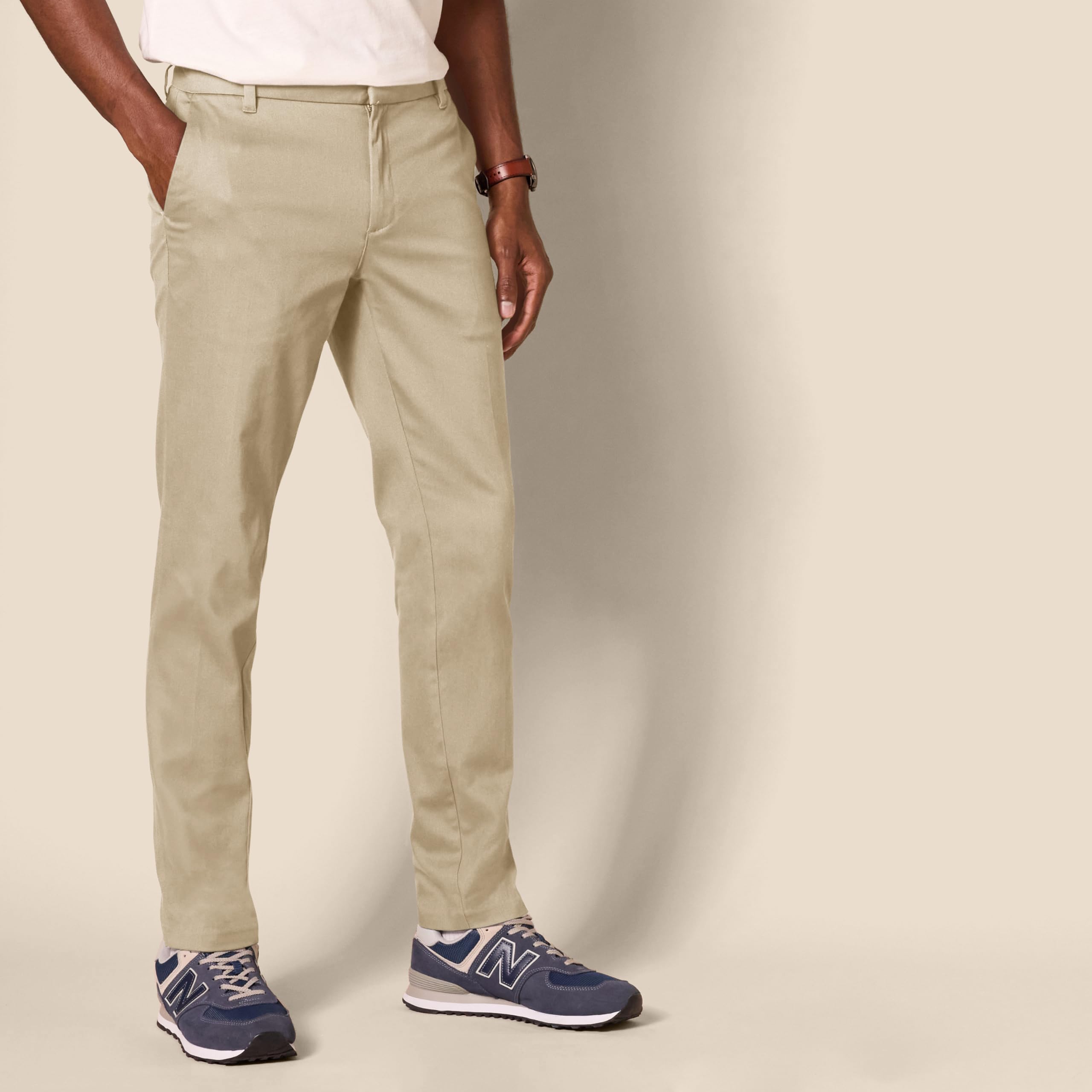 Amazon Essentials Men's Slim-Fit Wrinkle-Resistant Stretch Pants Tan Size 34x33