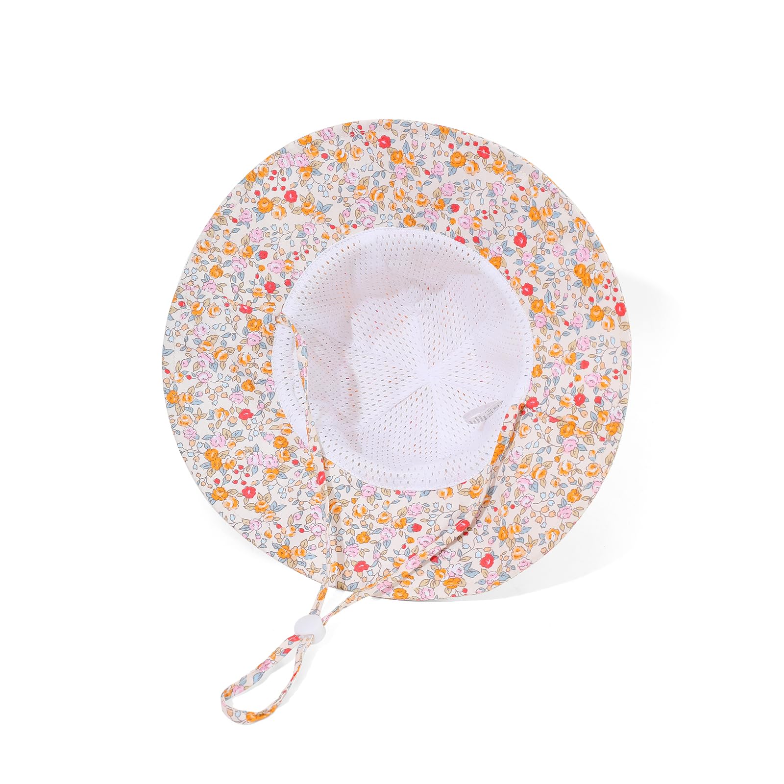 Mookiraer Baby Girl Sun Hat UPF 50+ Wide Brim Orange Heart Size 6-12 Months