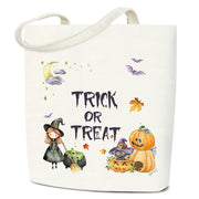 Halloween Trick or Treat Reusable Cotton Canvas Tote Bag
