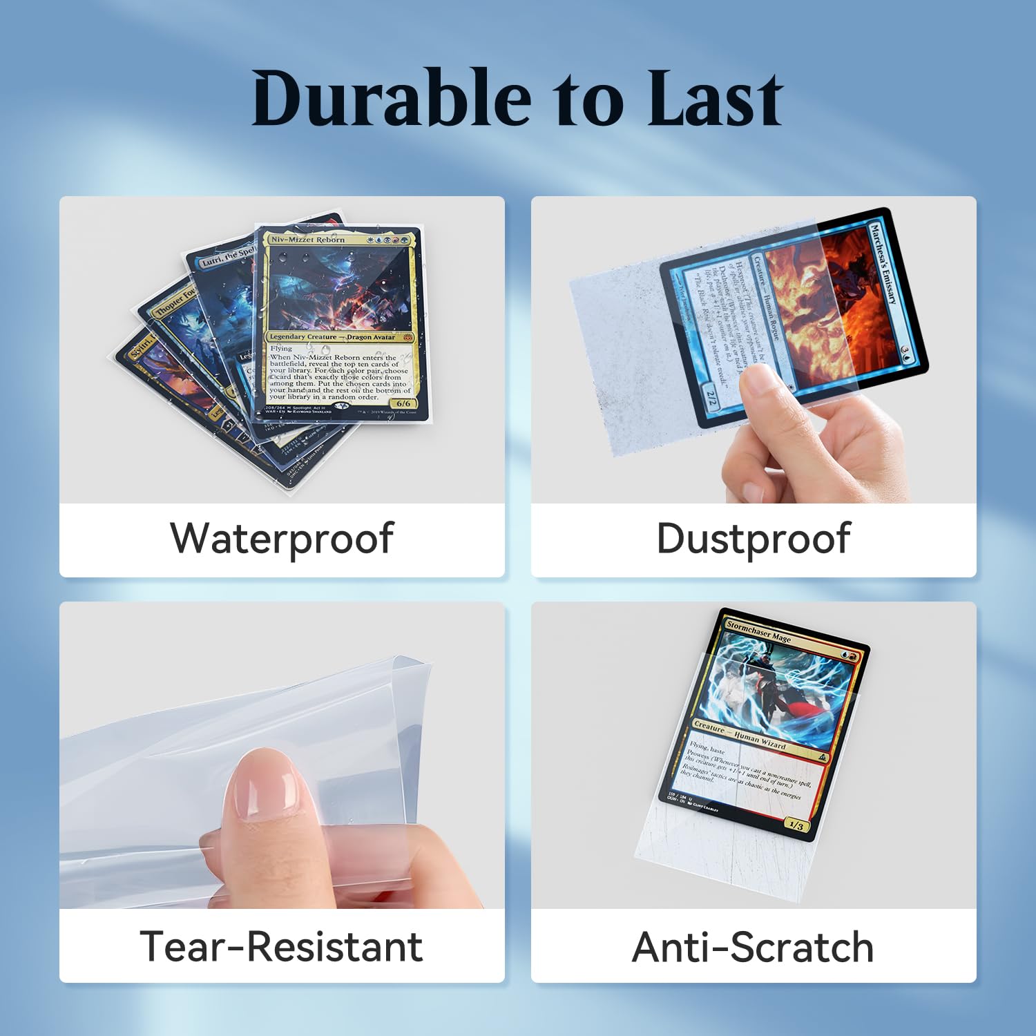 SEFOWG 1000 PCS Perfect Fit Inner Card Sleeves Clear Polypropylene PP