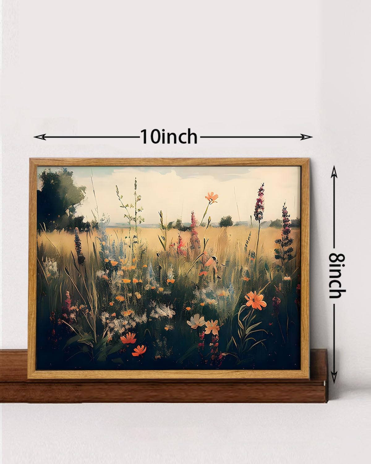 KISSFOX Vintage Wildflower Canvas Wall Art Floral Framed 12x16 Nature Color