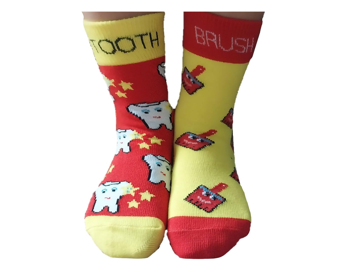 Mixin Itup Kids Crewcut Compound Words Socks - 6 Pairs - (M) Ages 6-9 Years