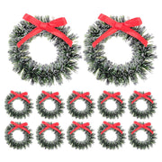 Veemoon 20Pcs Mini Christmas Wreaths with Bow, Christmas Tree Miniature Hanging Wreaths DiIY Craft Winter Garlands Decoration Dollhouse Garlands Ornaments for Festival Supplies (1. 4inch, Green)