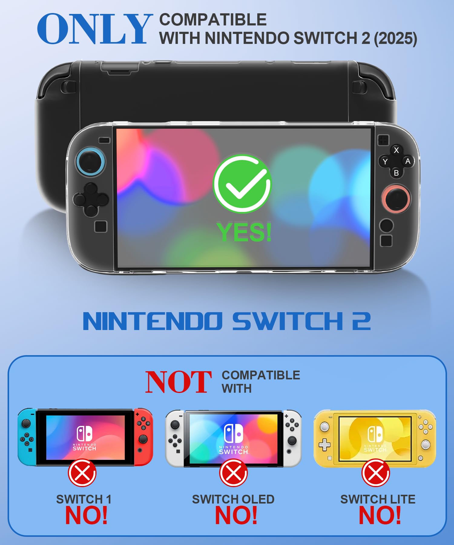 Teyomi Dockable Clear Case for Nintendo Switch 2 with 2 TPU Covers & 6 Grips