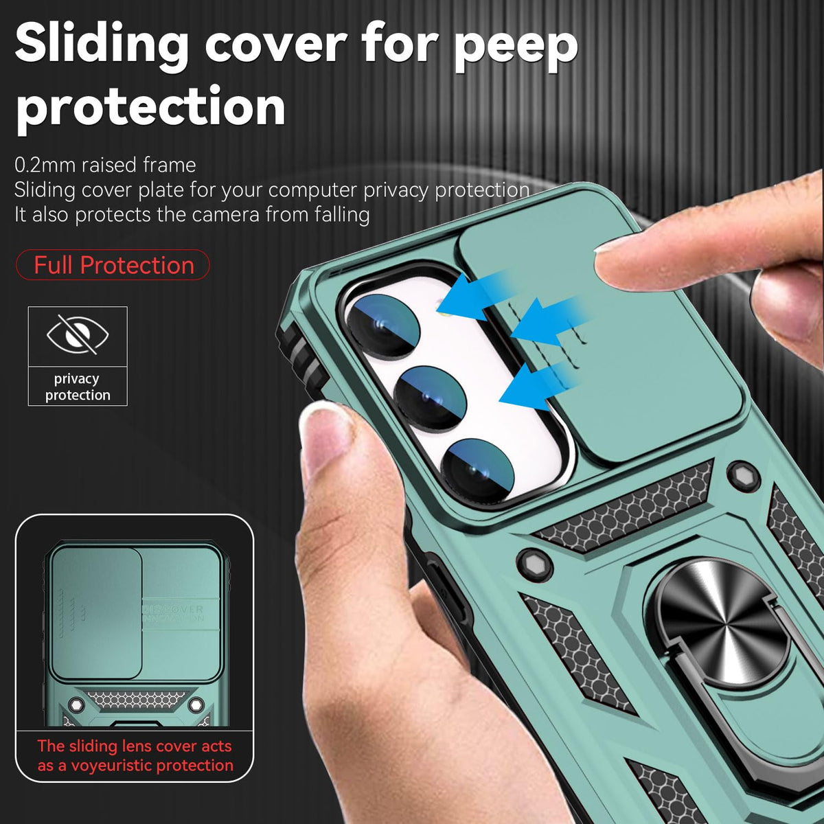 Samsung Galaxy S23 FE 5G Case with Ring Holder & Sliding Camera Cover