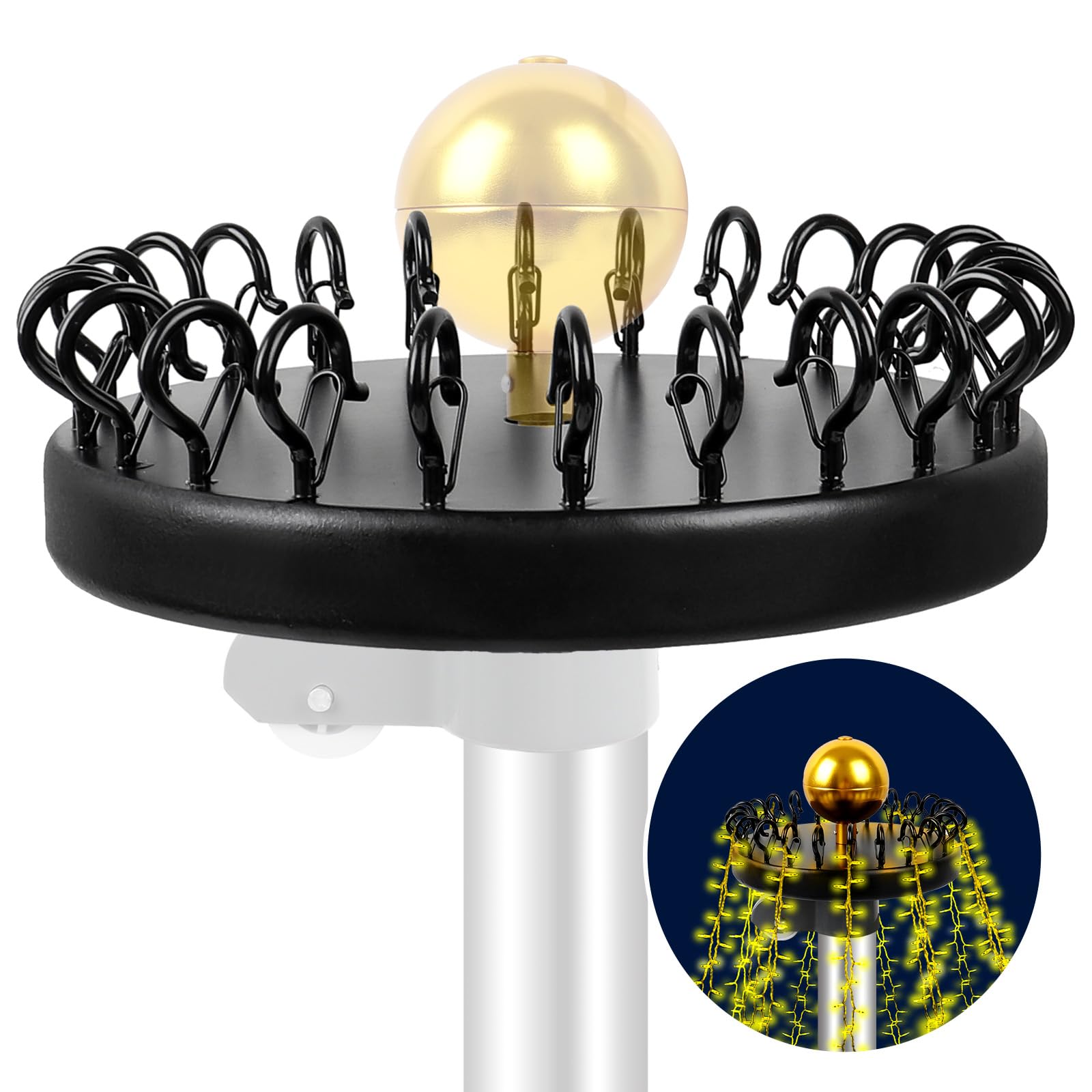 Tryly Christmas Tree Flag Pole Mega Topper Light Hook Kit Large Black