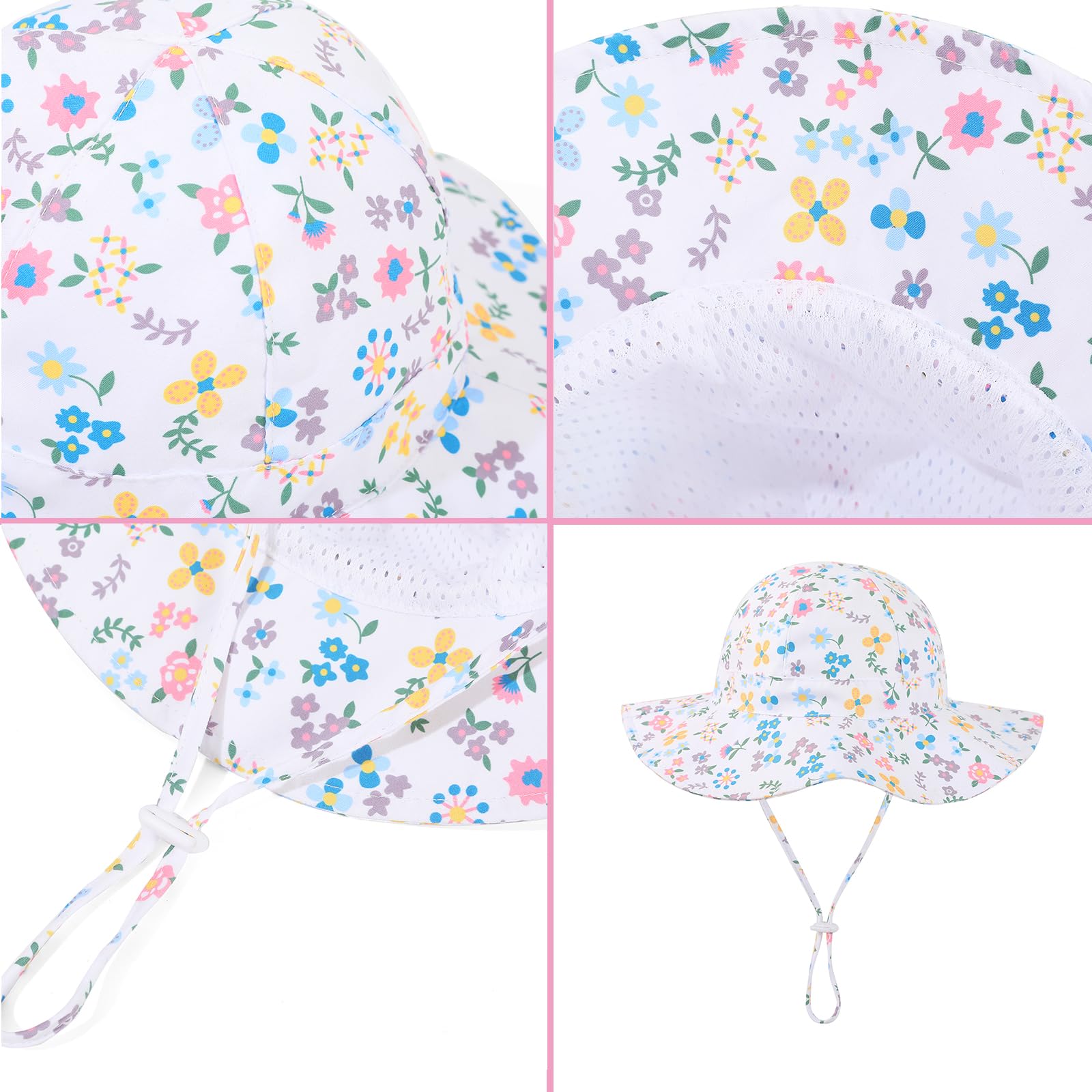 Mookiraer Baby Girl Sun Hat UPF 50+ Wide Brim Orange Heart Size 6-12 Months