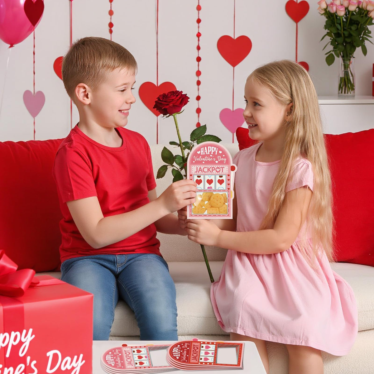 50 Pack Valentines Day Cards for School Funny Class Exchange Cards Bulk with Clear Treat Bags and Self Adhesive Tape Happy Valentines Party Favor for School Classroom Classmates Parents Teachers Gifts