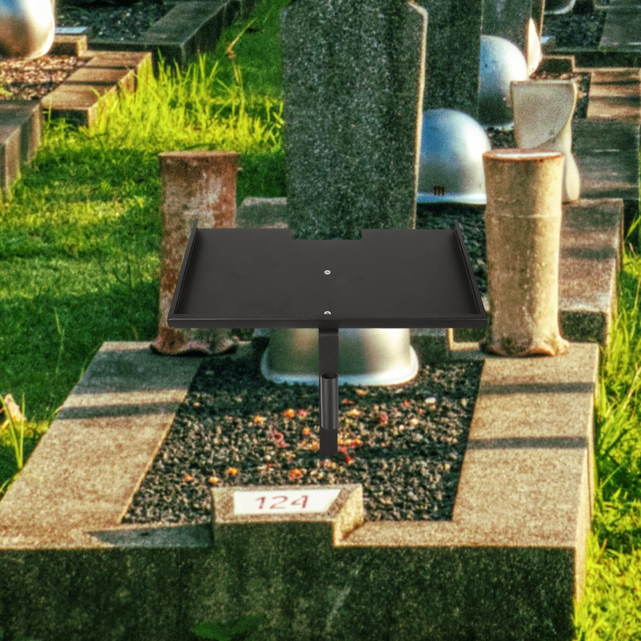 Cabilock Metal Memorial Stone Stand for Pets 6x12 Stones Metal Cemetery Decor