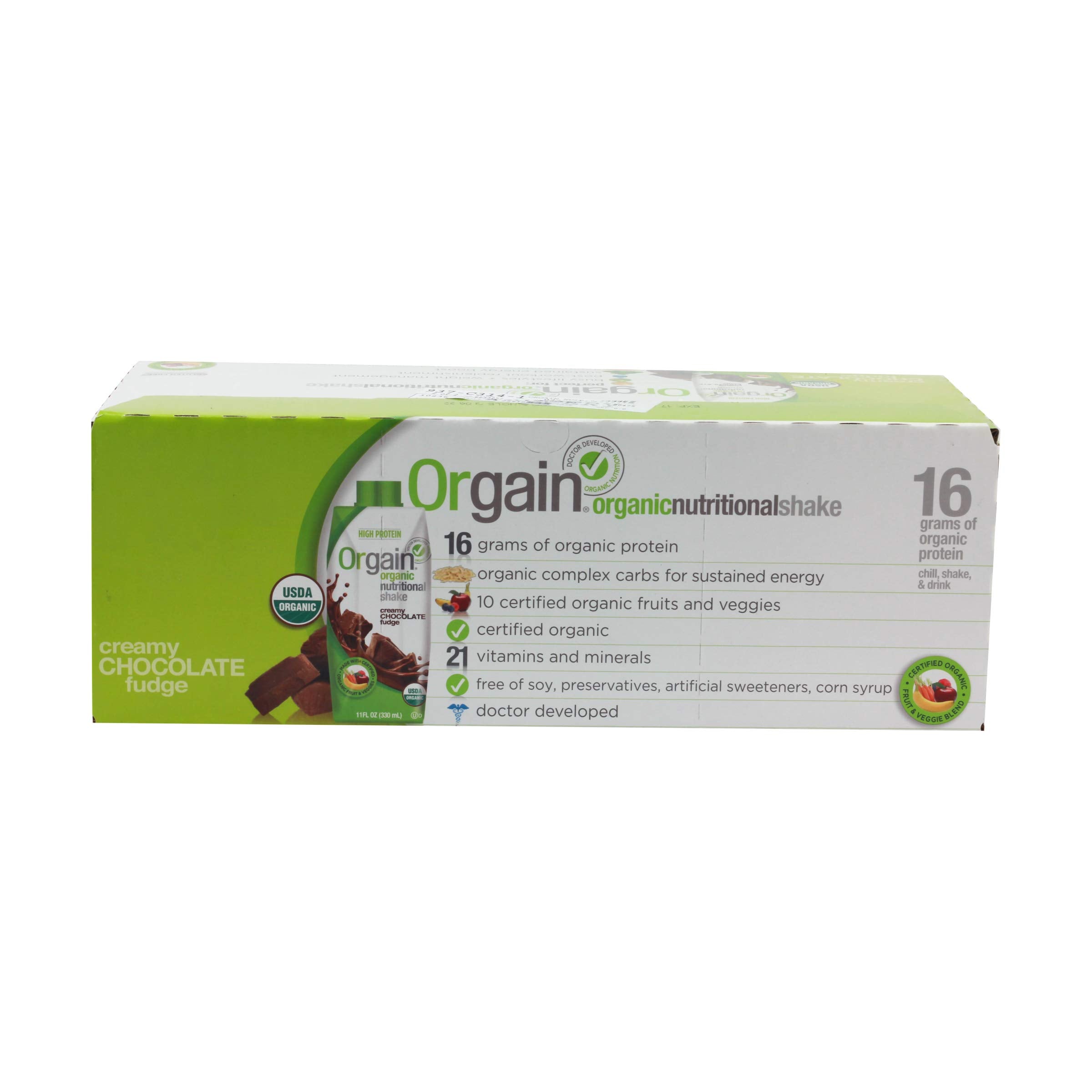 BestBy07/26 ORGAIN Organic Creamy Chocolate Fudge Shake 11oz 12 Pack