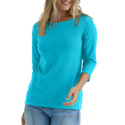 Hanes Womens Stretch Cotton Raglan Sleeve Tee Shirt Flying Turquoise Size S
