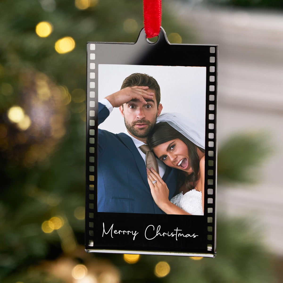 6Pcs Mini Gold & Silver Vintage Acrylic Photo Booth Picture Frame Ornaments - Double-Sided Photos Display, Photo Strip Frame for Polaroid Fuji Film Christmas Tree Car Wreath Fireplace