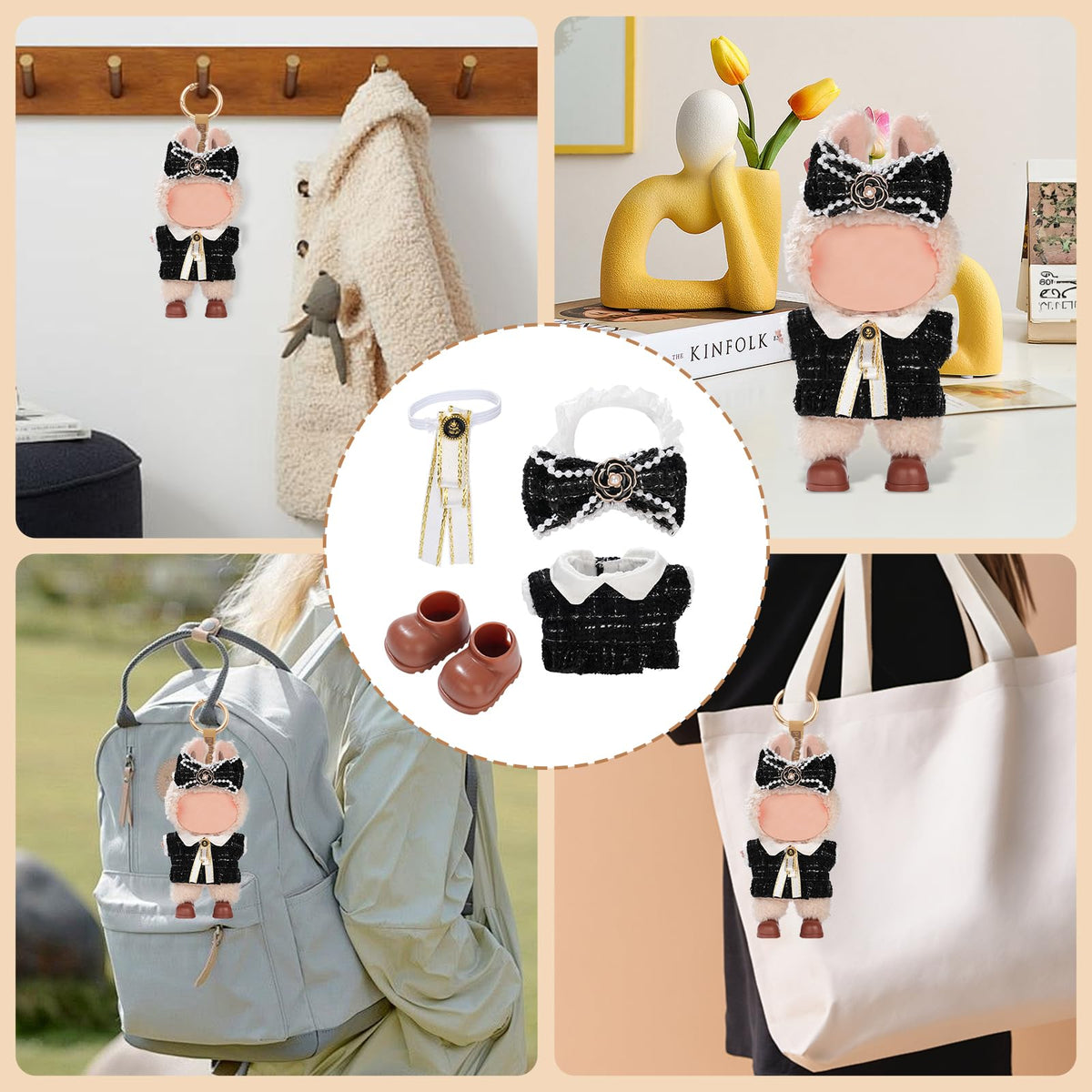 Cute Clothes for Doll Design Outfit Blind Mystery Box Accessories Mini La Boo-Boo Blah Bu Bu BuLafufu Ropa Plush Stuff Hat Dress Overalls Pajamas Hoodie Black