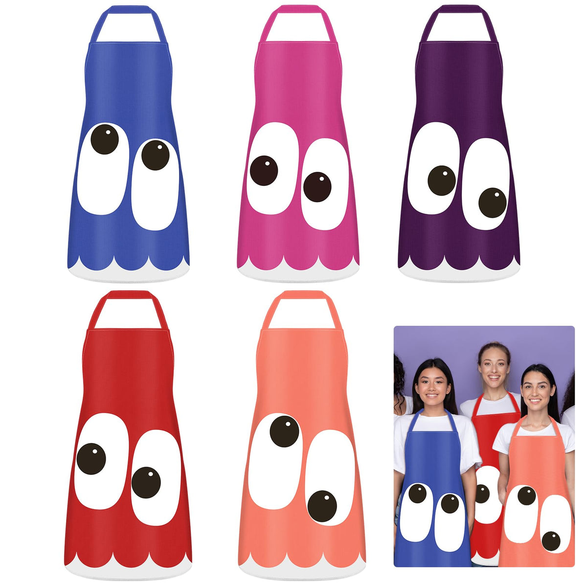 Skicuff 5 Pcs Teacher Group Costume Aprons Halloween Costume Set Classroom