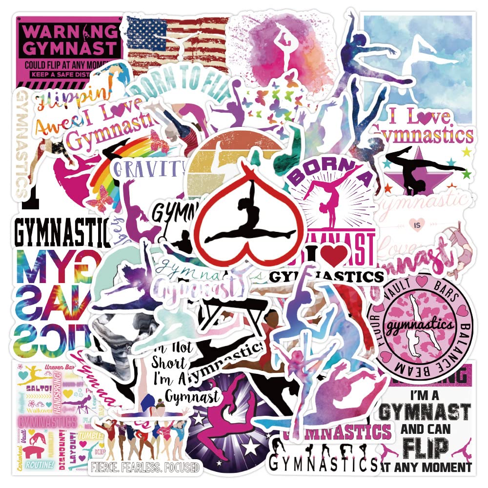 MAXSNOW Gymnastics Stickers 50pcs Vinyl Waterproof White Dance Stickers
