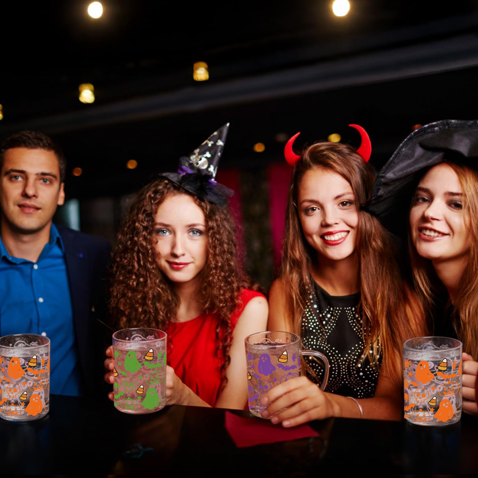 Acellegic Halloween Ghost Color Changing Coffee Mugs 16oz 6 Pcs Glass Clear