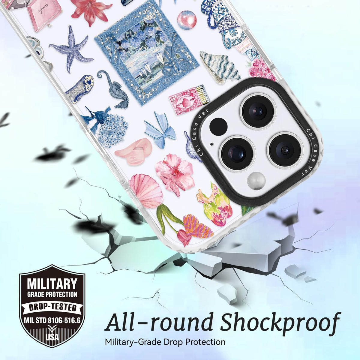 ChiCaseVer iPhone 13 Phone Case, Floral Coastal Print