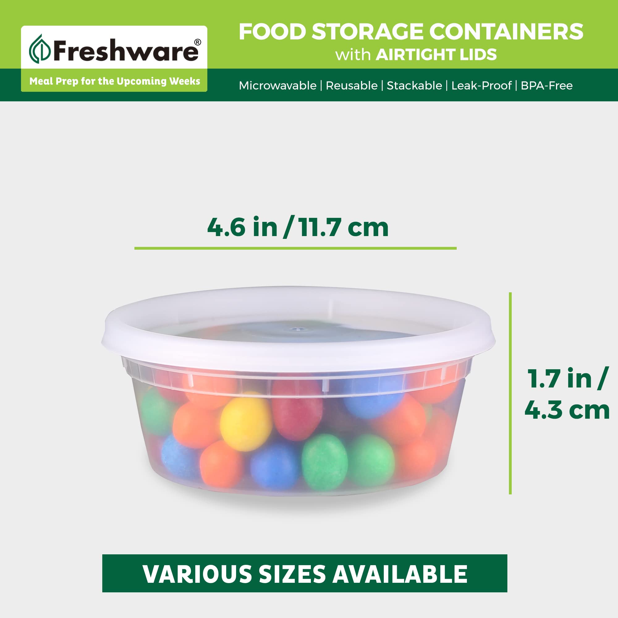 Freshware Food Storage Containers 50 Set 8oz Plastic Deli Containers BPA Free