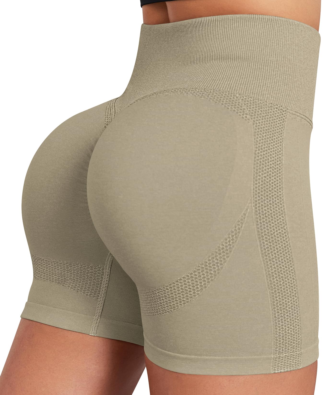 Xcutting Women High Waist Scrunch Butt Seamless Workout Shorts Light Grey Size L