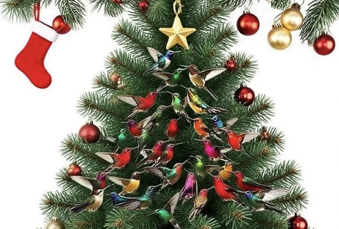Generic 5Pcs Hummingbird Christmas Ornaments Colorful Outdoor Decor White