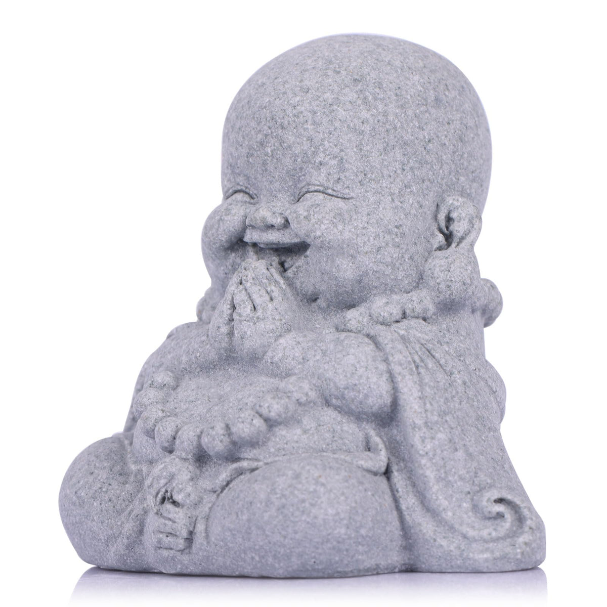3-Inch Mini Laughing Buddha Statue, Sandstone Resin Buddha Statue for Table Decor, Small Laughing Buddha Figurine for Home or Office, Zen, Living Room, Shelf Decor, Zen Feng Shui Decor and Gift