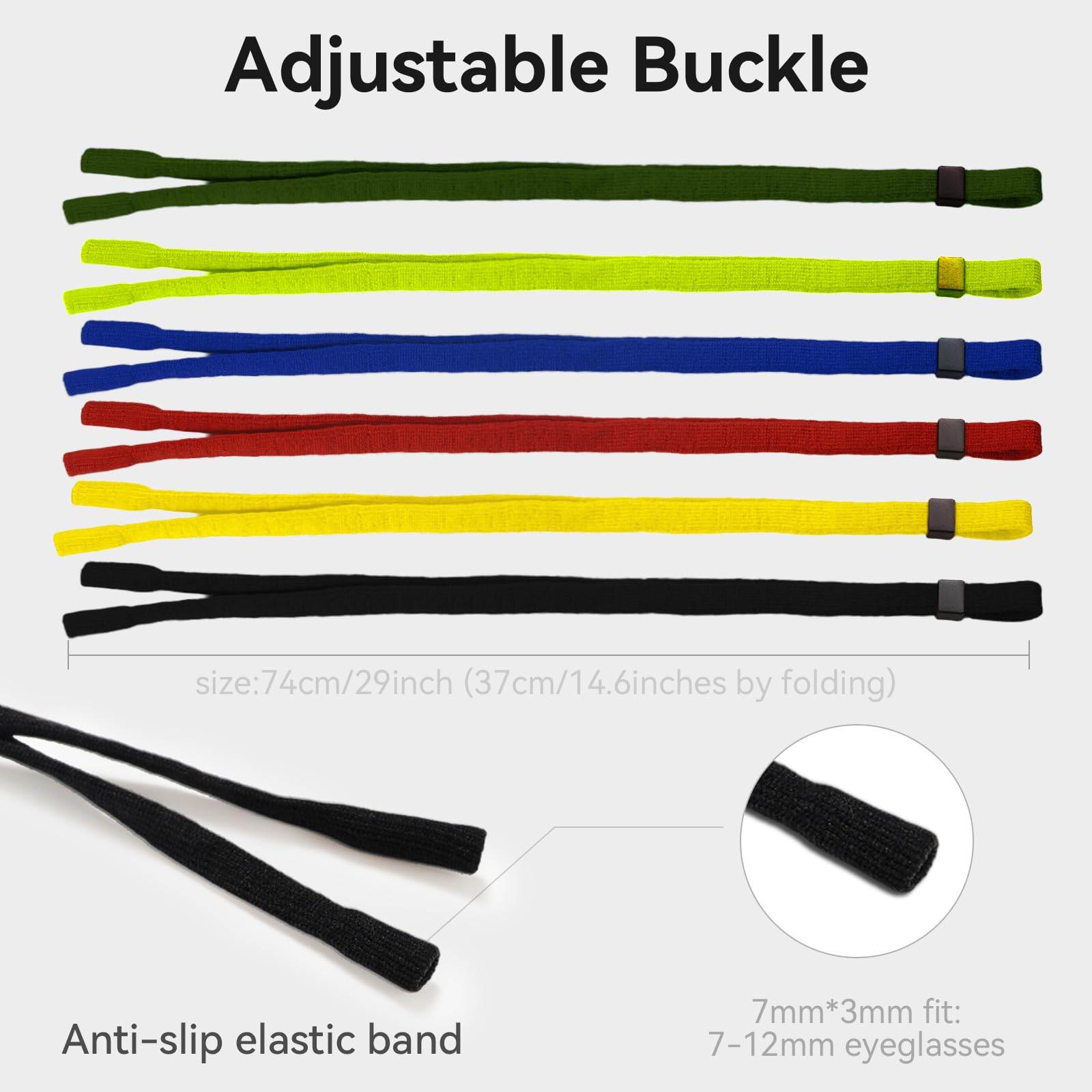 Zoaiirte 6 Pack Adjustable Anti Slip Glasses Strap Sports Sunglasses Retainer