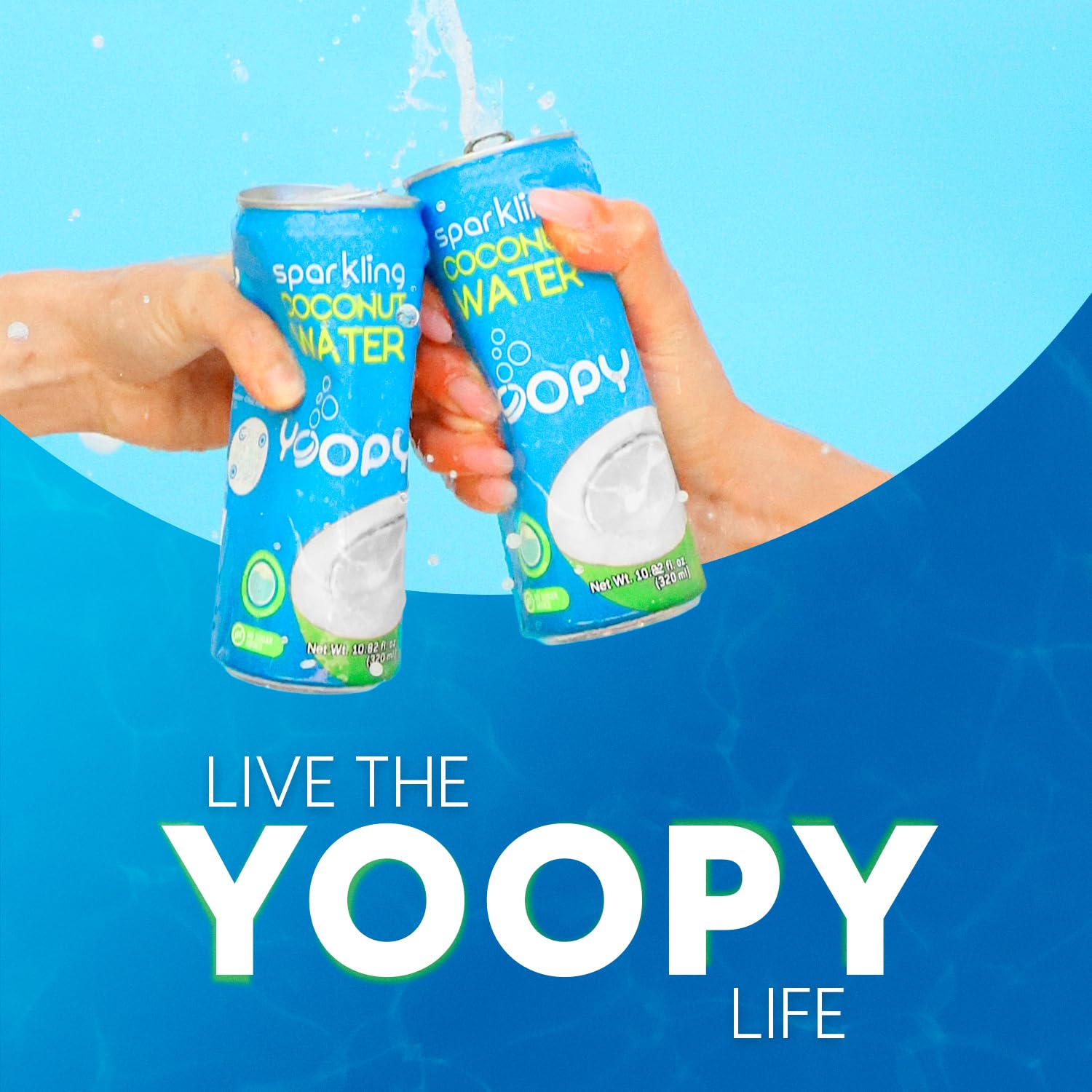 Yoopy Sparkling Coconut Water 12-Pack 10.82oz Natural No Sugar Added