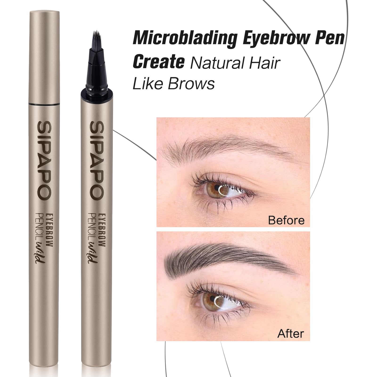 Hegafoo Brow-Fection Microblading Eyebrow Pen Waterproof Liquid 0.02oz Black 03