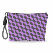 luixd Cosmetic Makeup Bag Travel Pouch Organizer Black Purple Checkerboard