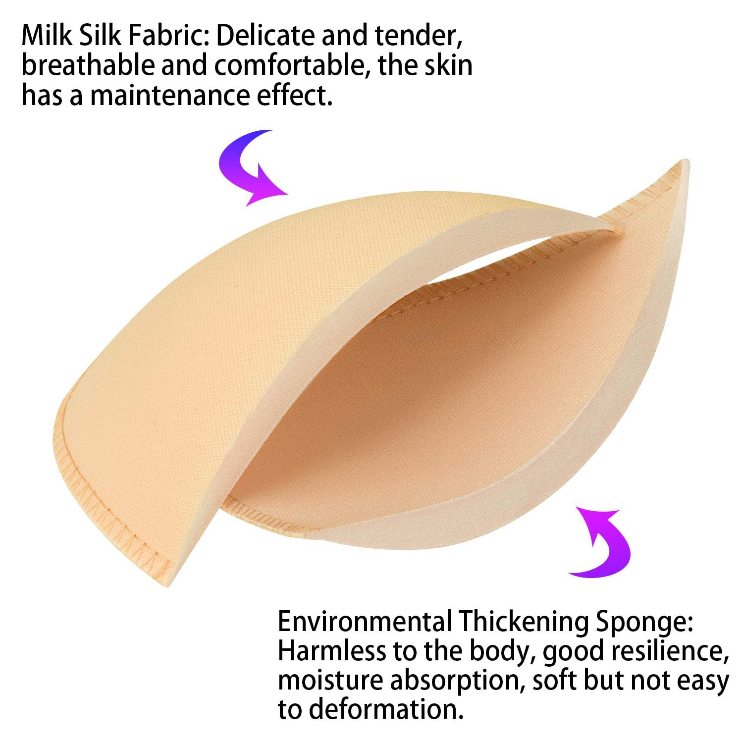 Awpeye Bra Pads Inserts 6 Pairs Triangle Removable Enhancers Beige