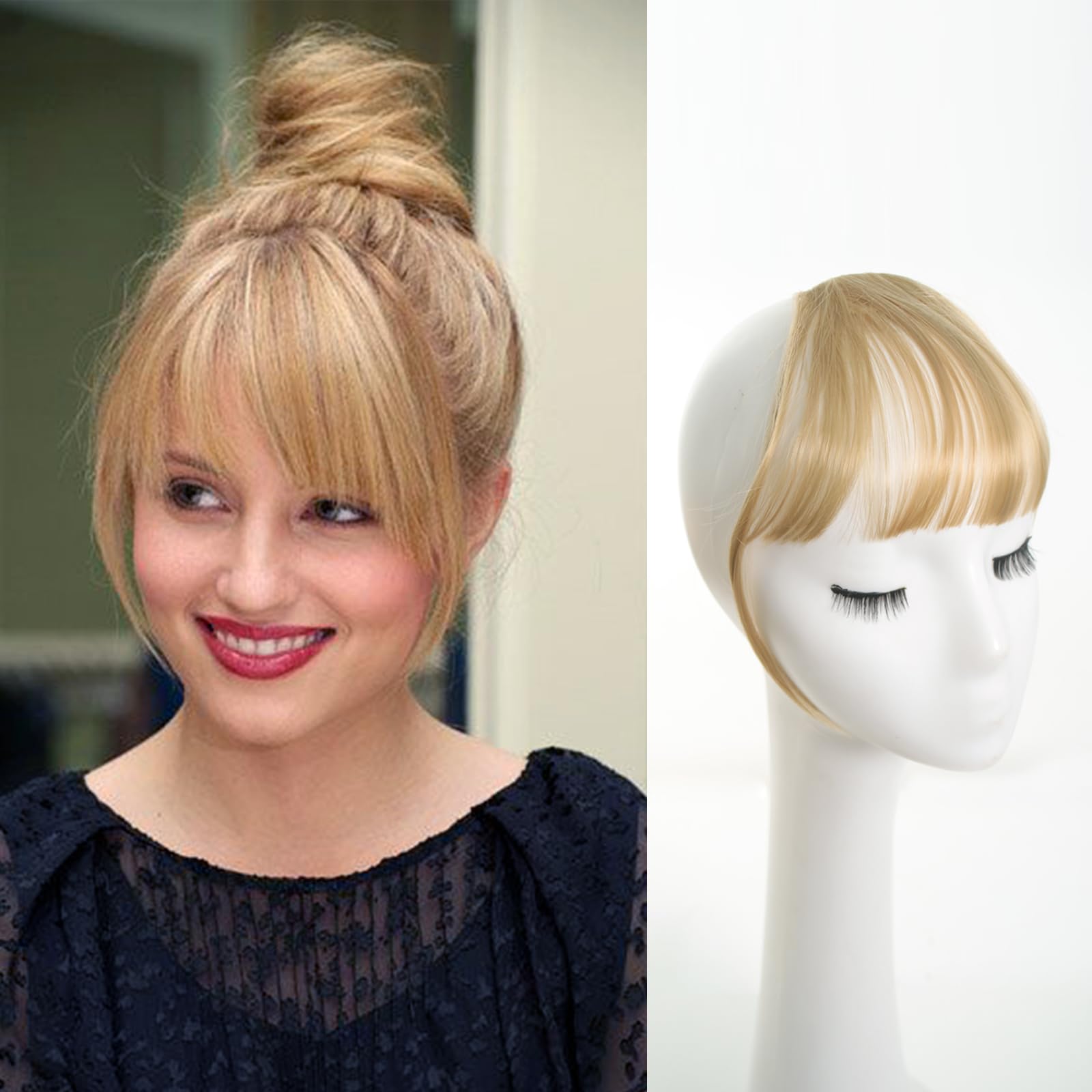 Maforsoon Clip in Bangs Fake Bangs for Women Medium Yellow Straight Hair