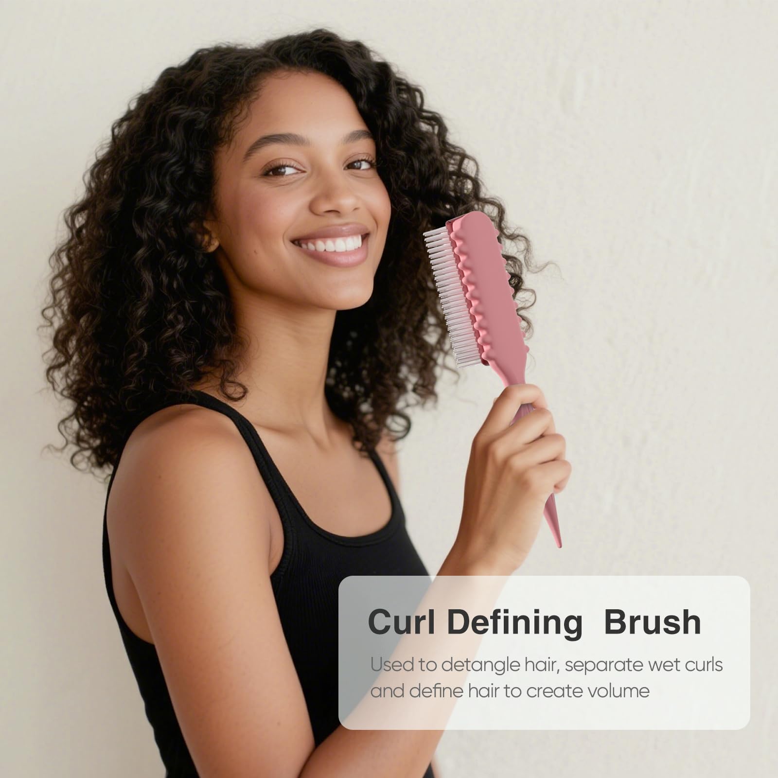 AM 8:00 Curly Hairbrush Curl Defining Voluming Styling Tool Pink