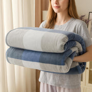 PAJEO Fleece Blanket Queen Size Checkered Blue Soft Lightweight Plush Flannel