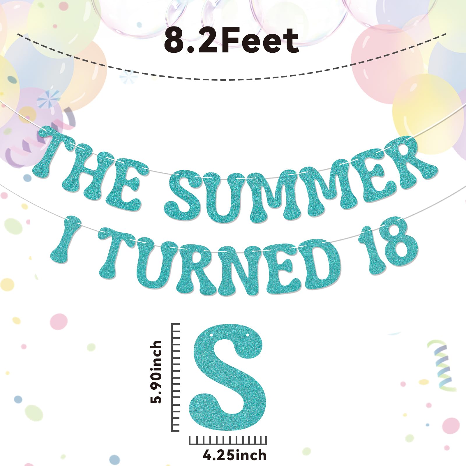 Nesinpa The Summer I Turned 18 Banner Blue Glitter 18th Birthday Party