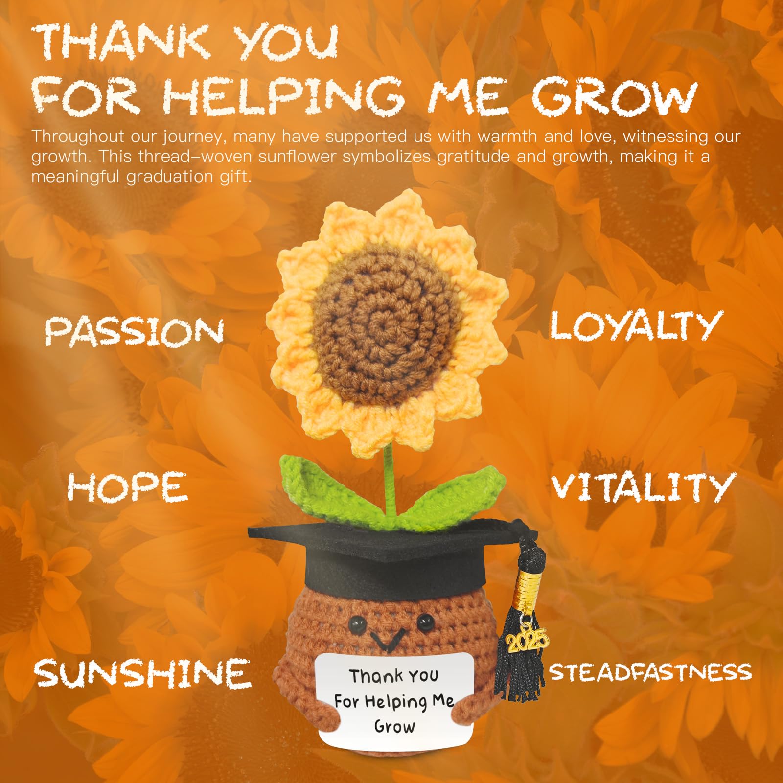 Lanpul Handmade Crochet Sunflower Teacher Appreciation Gift Yellow 1 Pc