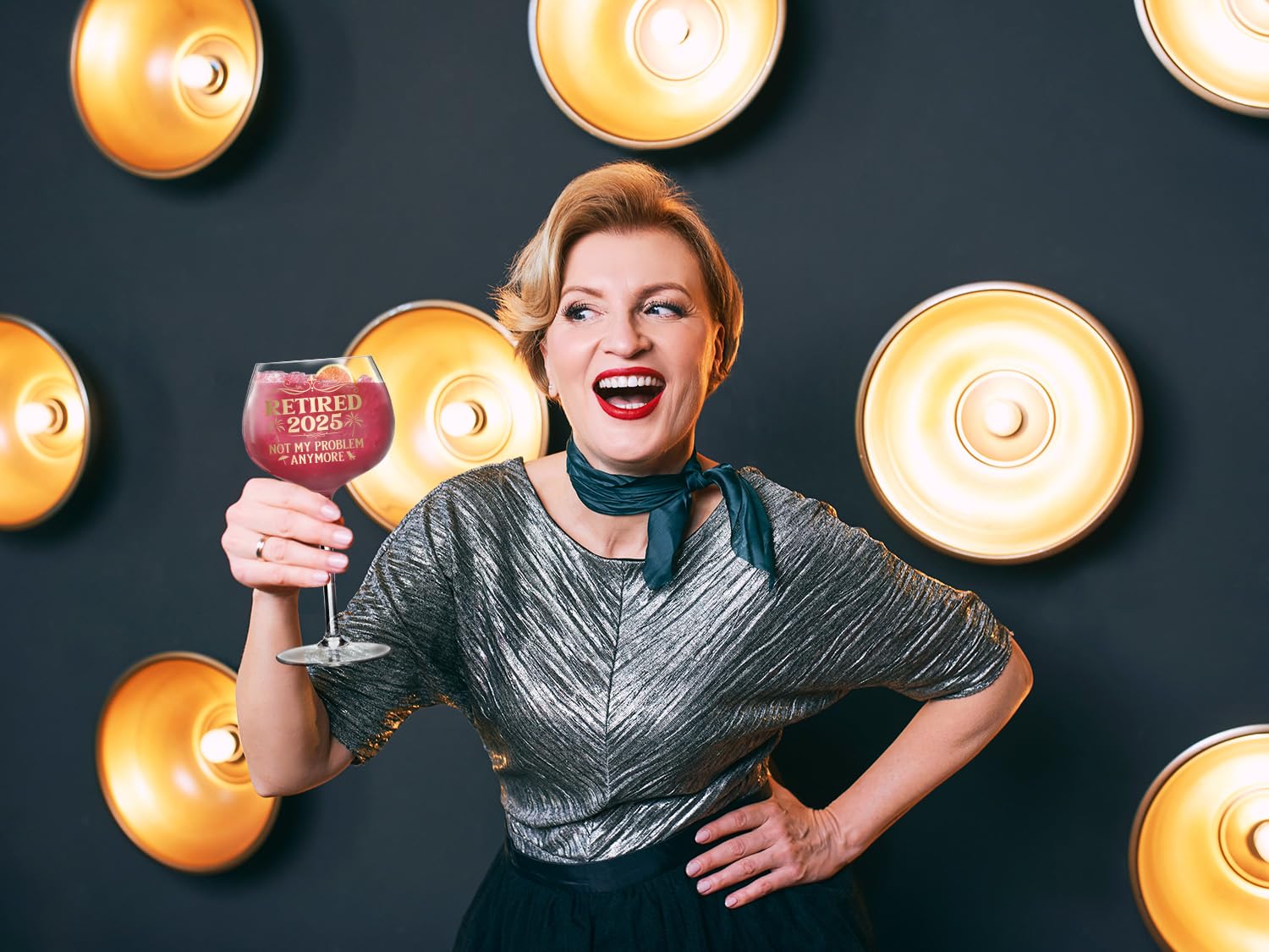 NewEleven 16oz Retired 2025 White Wine Glass Retirement Gift Woman Coworker