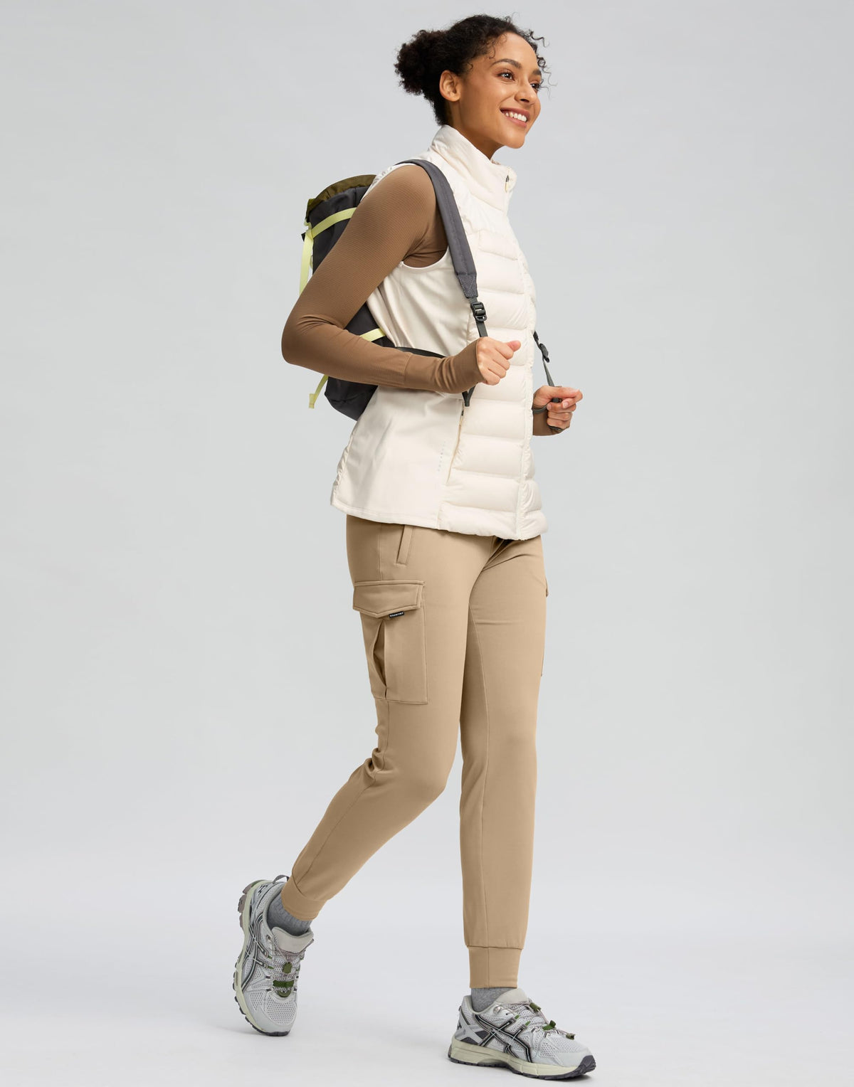 SANTINY Women Fleece Lined Cargo Joggers High Waisted Winter Warm Waterproof