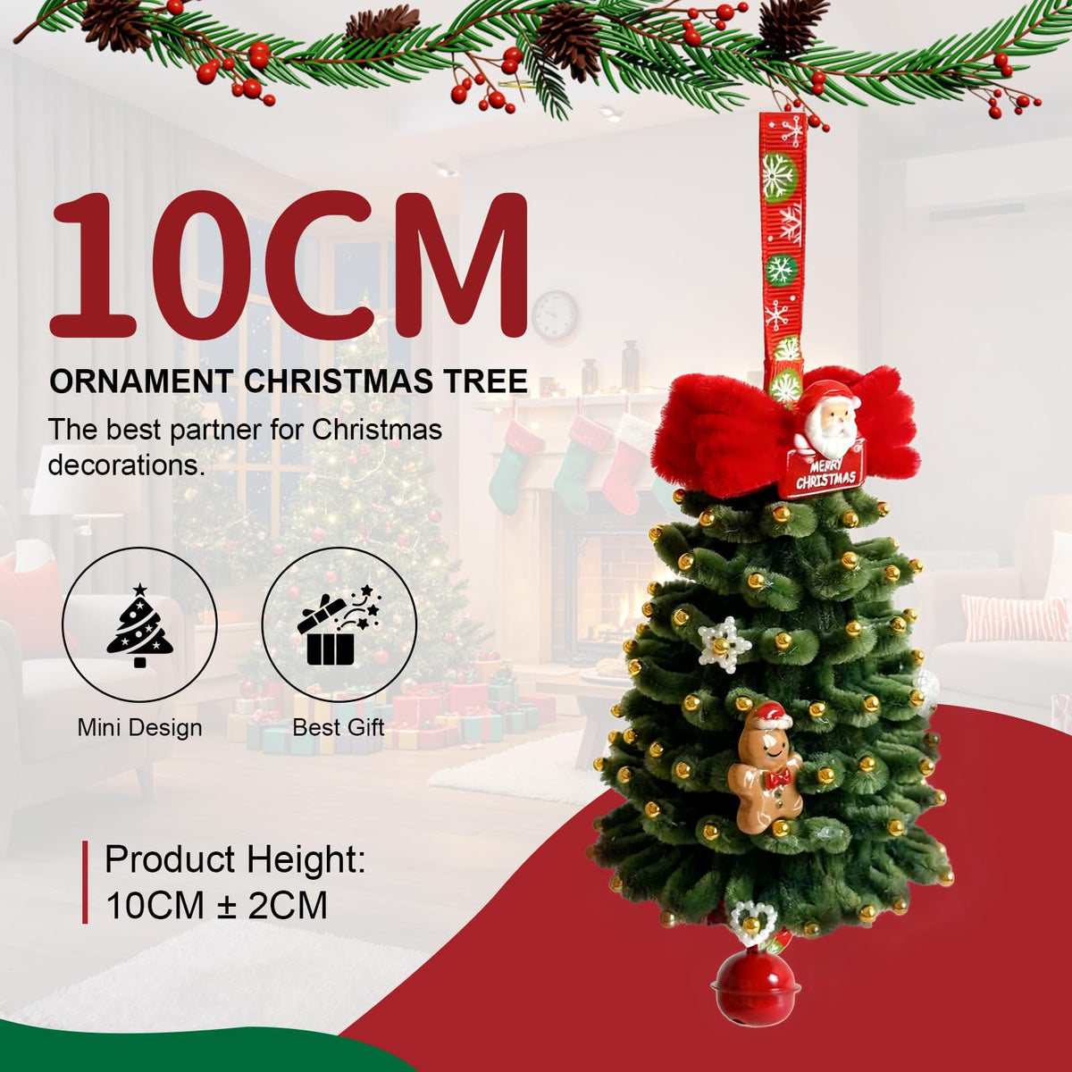 Pipe Cleaners Christmas Tree Ornaments Kit, Pipe Cleaner Craft Set for Holiday Family Activity, Handmade Christmas Hanging Decorations for Car, Wall, Mantels, Bedroom, Classroom, Office (Dark Green)