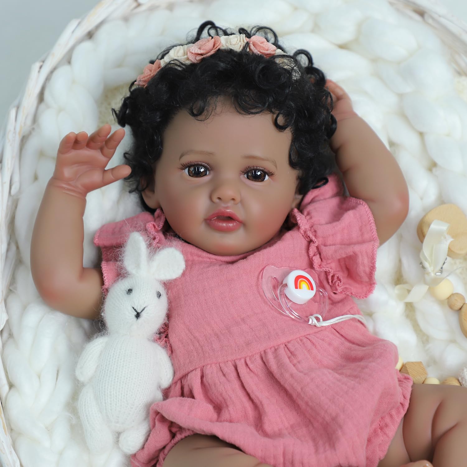 SCOM Reborn Baby Doll 18in African American Girl Black Soft Weighted Body