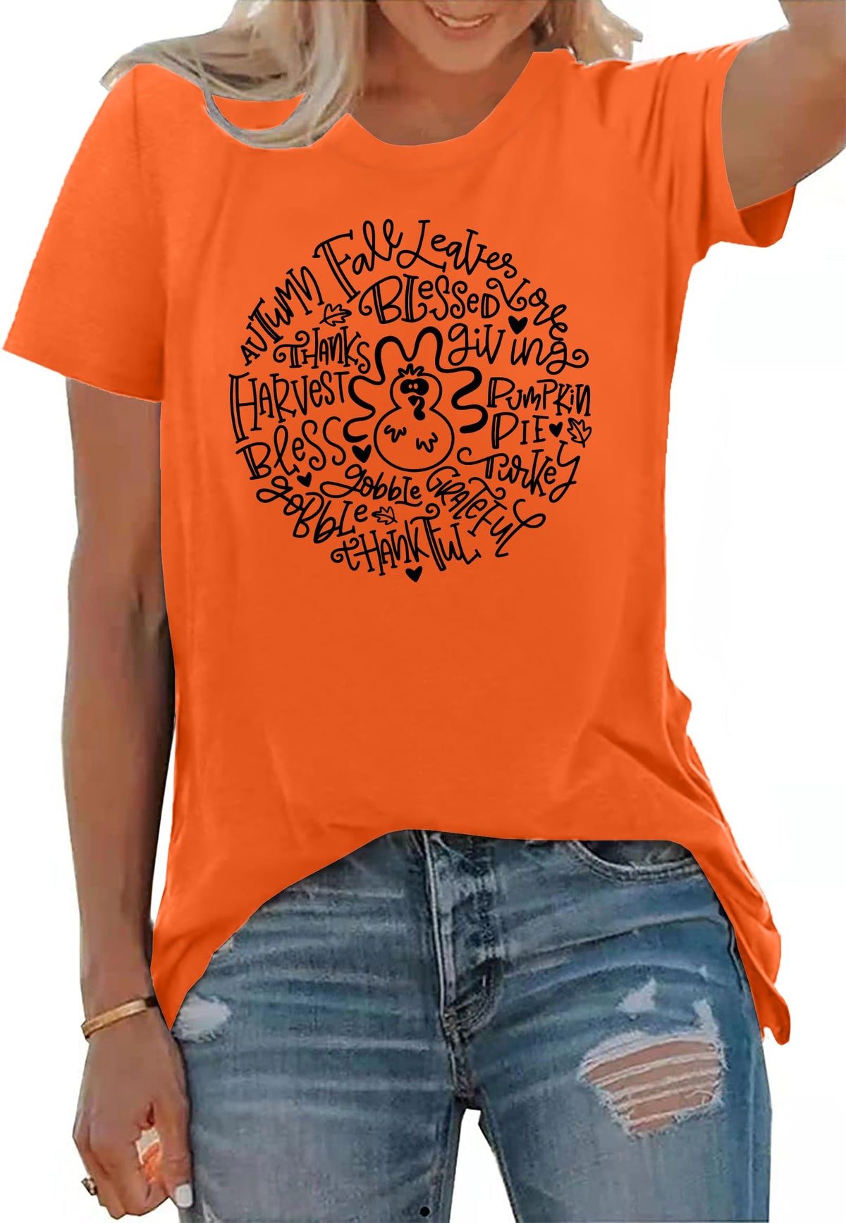 Thanksgiving Turkey Graphic Short-Sleeve Tee, Size L