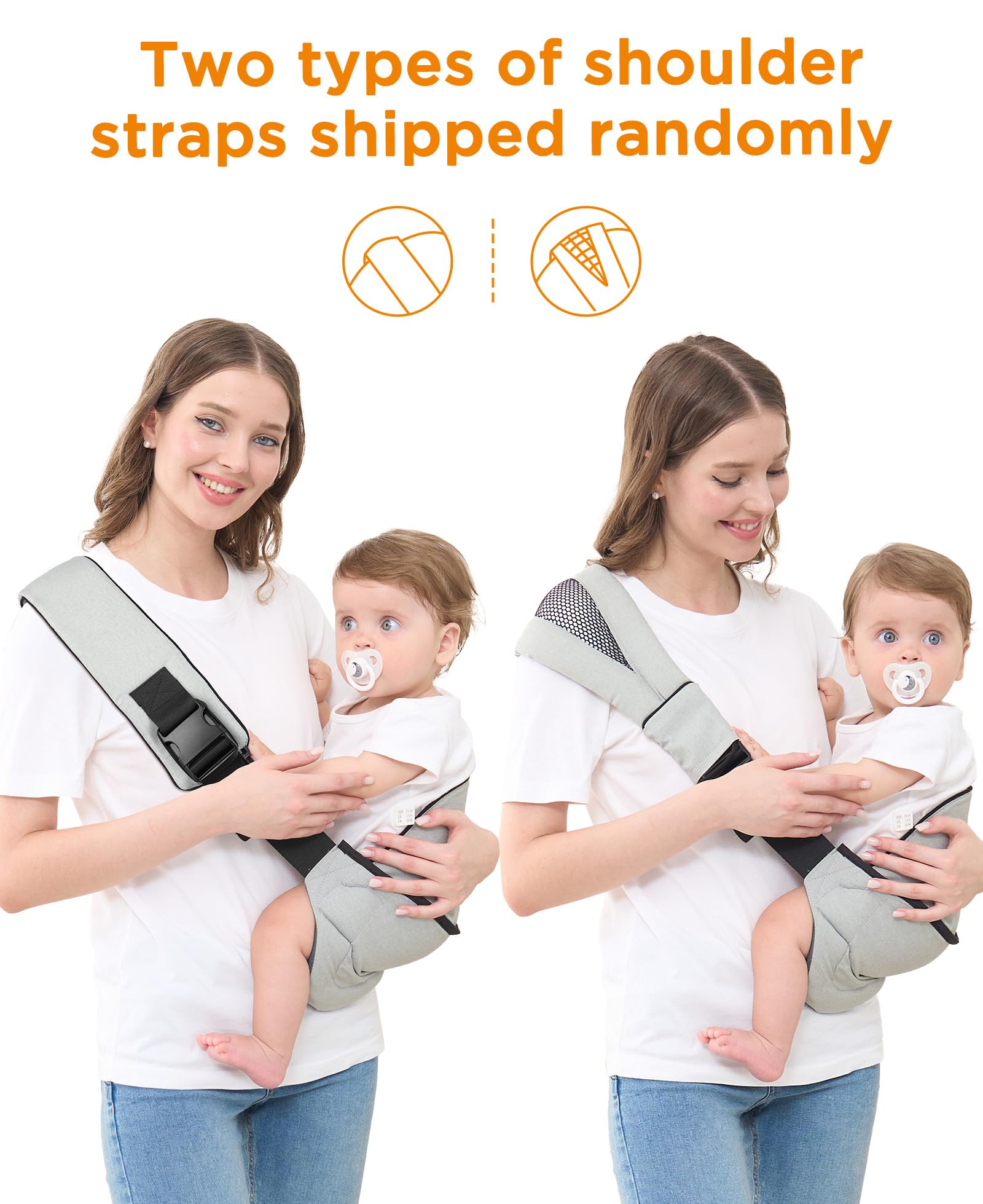 GAGAKU Toddler Carrier Adjustable Padded Sling Baby Holder Light Grey Onesize