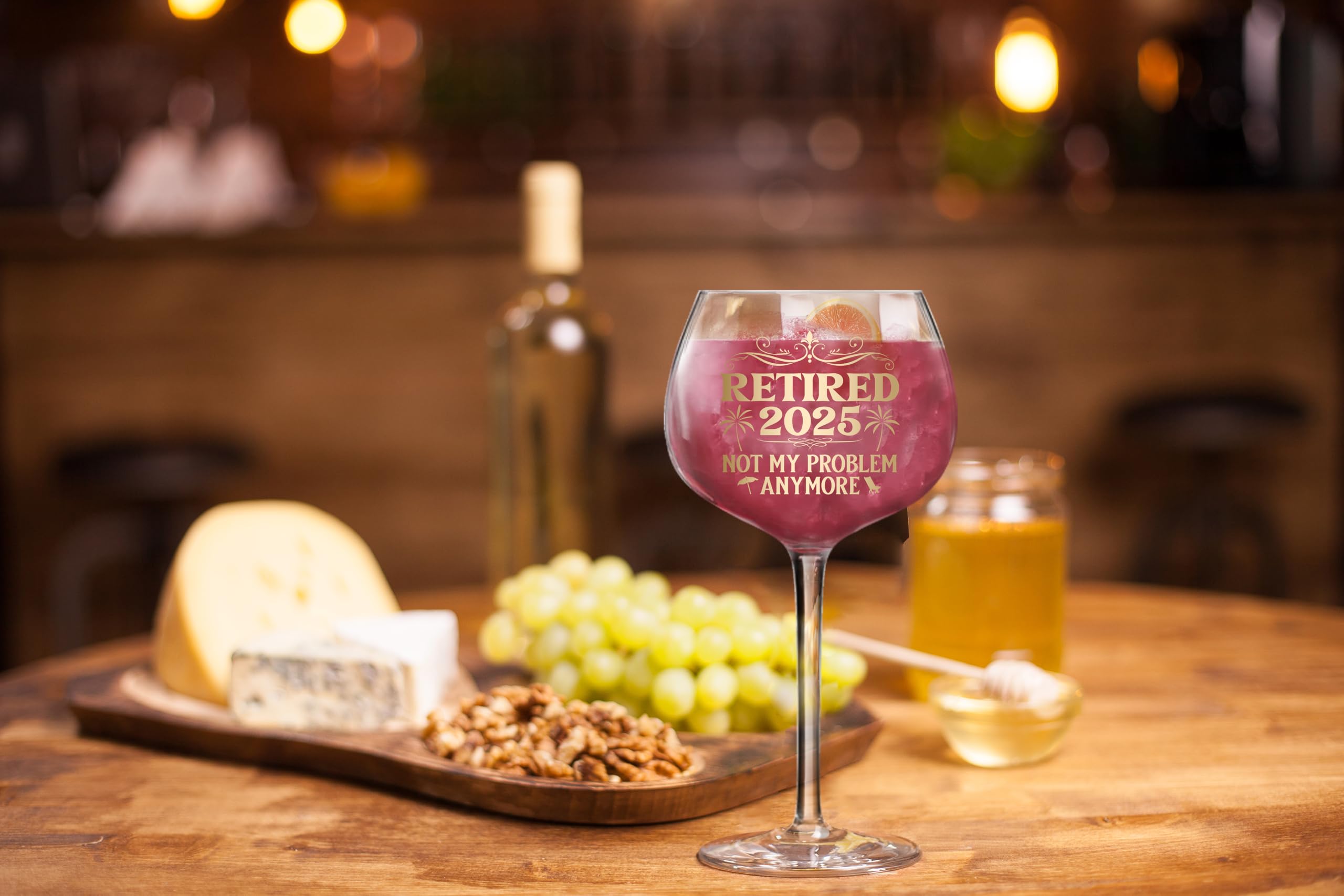 NewEleven 16oz Retired 2025 White Wine Glass Retirement Gift Woman Coworker