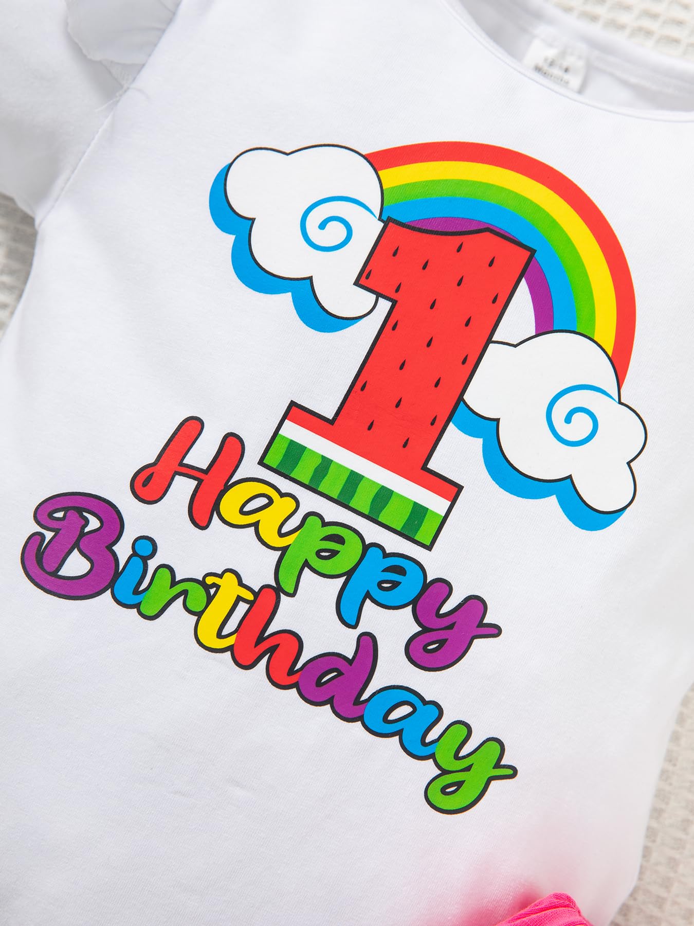 DANBAIEGG Baby Girl Watermelon 1st Birthday Romper Set White 12-18M