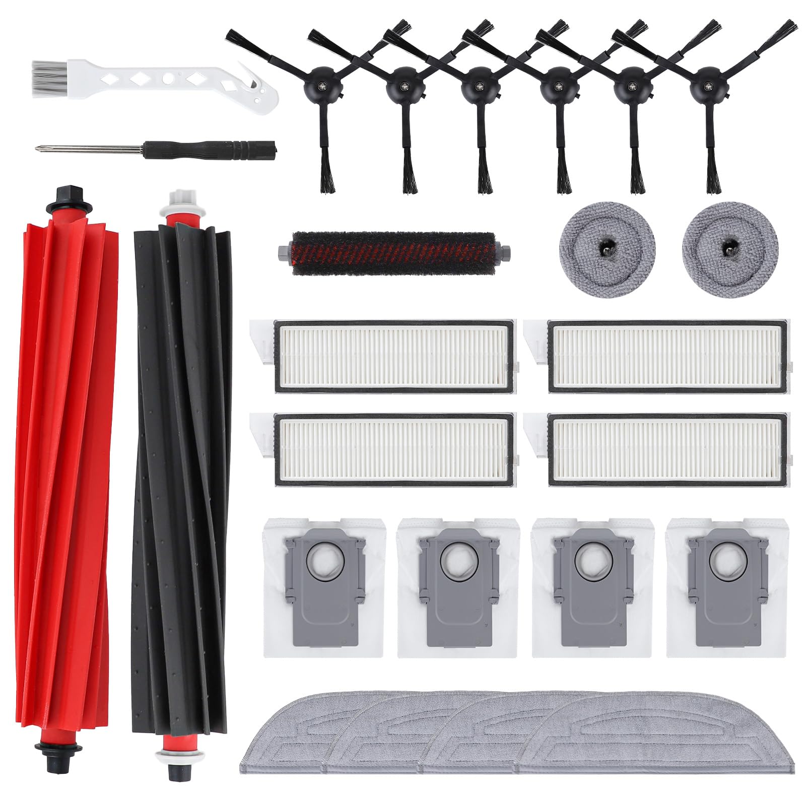 Feilifan 24PCS Roborock S8 MaxV Ultra Accessories Kit Dual Brush Filter Mop